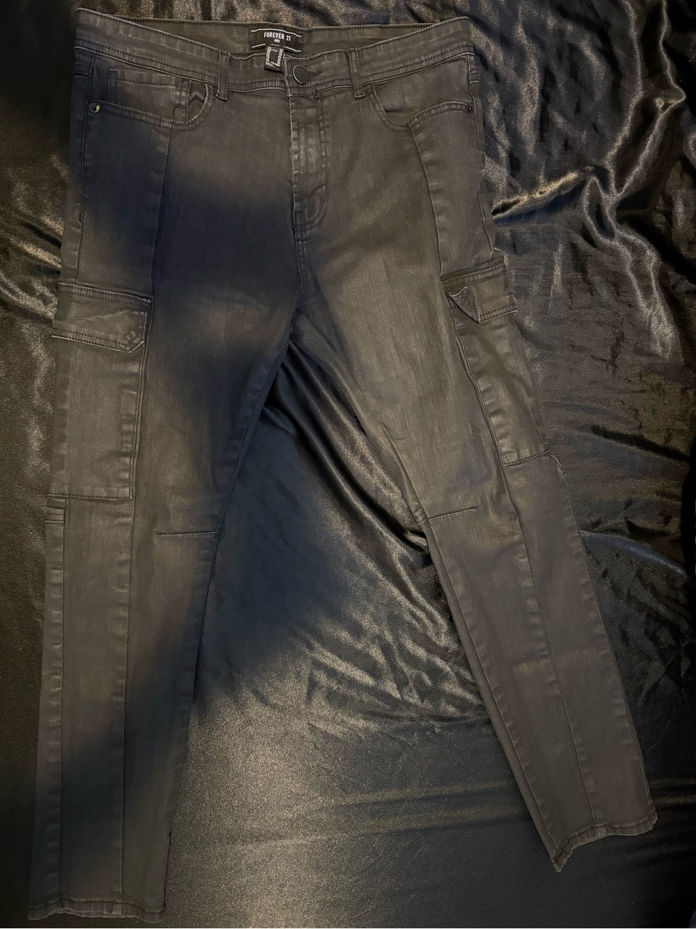 Forever 21 Men's Black Slim Straight Cargo Jeans